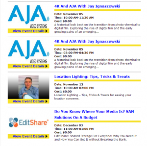 Event Calendar Example from The Camera Company Event Calendar Example from The Camera Company