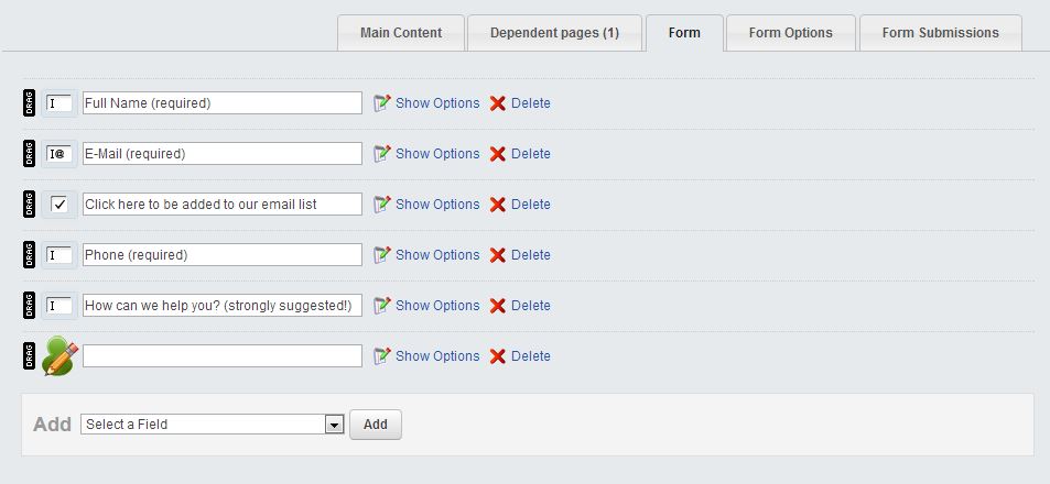 Form Builder in SilverStripe Content Management System